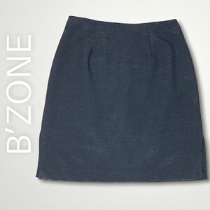 B’Zone, Black Skirt with Metallic Hints Double Side Slits Vintage Minimalist 7/8
